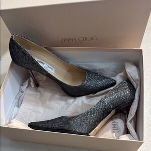 Jimmy Choo Women's Black Glitter Pumps